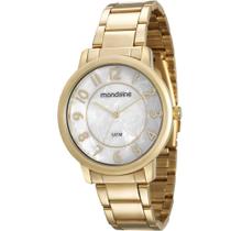 Relógio Mondaine Feminino Dourado 53534LPMVDE1 Analógico 5 Atm Cristal Mineral Tamanho Grande