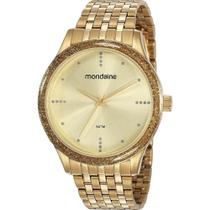 Relógio Mondaine Feminino Dourado 53815LPMVDE1 Analógico 5 Atm Cristal Mineral Tamanho Grande