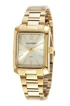 Relogio Mondaine Feminino dourado Banhado folheado social quadrado retangular luxo de aço 32417LPMVDE1