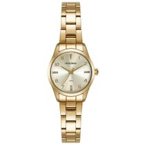 Relogio Mondaine feminino dourado banhado pequeno cravejado numeros moderno a prova dagua + bolsa 99824LPMVDE1 original