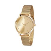 Relogio Mondaine Feminino dourado grande espelhado pulseira esteira malha mesh de aço a prova dagua 32117LPMVDE1