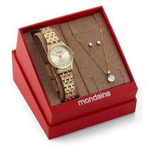 Relógio Mondaine Feminino Dourado KIT 32608LPMKDE1K1