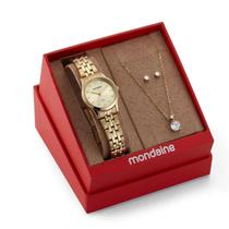 Relógio Mondaine Feminino Dourado KIT 32609LPMKDE1K1
