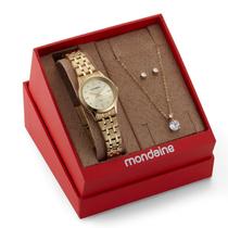 Relógio Mondaine Feminino Dourado KIT 32611LPMKDE1K1