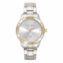 Relogio Mondaine Feminino dourado prata grande bicolor misto de aço 99638LPMVBE2