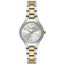 Relogio Mondaine Feminino dourado prata pequeno bicolor com numeros 32528LPMVBE2