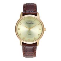 Relógio Mondaine Feminino Dourado Pulseira de Couro Marrom REF: 99796LPMVDH1