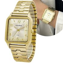 Relógio Mondaine Feminino Dourado Quadrado De Pulso Elegante Analógico Pulseira Bracelete Original Relógio Mondaine Feminino Dourado Quadrado De Pulso Elegante Analógico Pulseira Bracelete Original