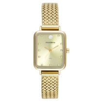 Relogio Mondaine Feminino dourado quadrado retangular pequeno cravejado pulseira malha de aço mesh 32744LPMVDE1 Relogio Mondaine Feminino dourado quadrado retangular pequeno cravejado pulseira malha de aço mesh 32744LPMVDE1
