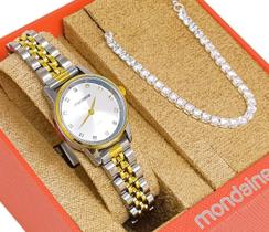 Relógio Mondaine Feminino Original Prata Com Dourado À Prova D'Água com NF 725PD