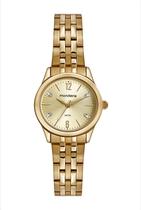Relogio Mondaine Feminino pequeno dourado folheado cravejado com pedrinhas strass prova dagua 32587LPMVDE1