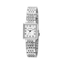 Relogio Mondaine Feminino prata pequeno quadrado prateado classico social luxo com numeros 32378L0MVNE2