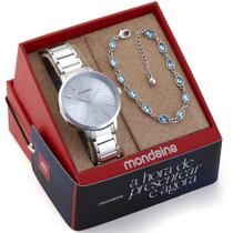 Relógio Mondaine Feminino Pulseira Pedras 32561L0MKNE2K1 Kit