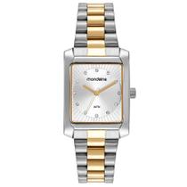 Relogio Mondaine Feminino quadrado bicolor dourado e prata misto 32480LPMVBE3