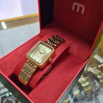 Relógio mondaine feminino quadrado dourado 32358lpmvde1 - l3/4