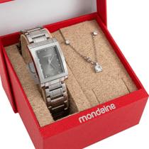 Relógio Mondaine Feminino Quadrado Prata Fundo Preto Com Strass Original A Prova Dágua 3atm 103P