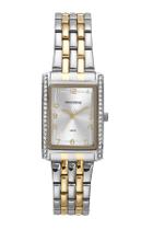 Relogio Mondaine Feminino quadrado retangular prata dourado numeros 32781LPMVBE3