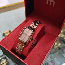 Relógio mondaine feminino quadrado rosé gold 32359lpmvre2