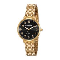 Relógio Mondaine Feminino Visor Preto Vintage Dourado 53779LPMVDE2 Relógio Mondaine Feminino Visor Preto Vintage Dourado 53779LPMVDE2