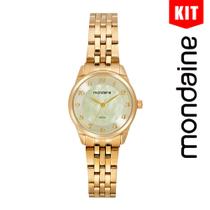 Relógio MONDAINE KIT feminino dourado 32804LPMKDE1K1