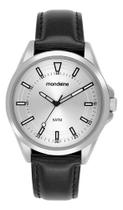 Relogio Mondaine Masculino 83528g0mvnh3 Couro Preto Social Preto Prateado Prateado
