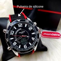 Relógio Mondaine Masculino Anadigi Pulseira Nylon Silicone 32572G0MVNI2