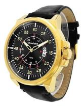 Relógio Mondaine Masculino Analógico De Pulso Casual Elegante Dourado Preto Quartz Calendário Prova D água 50 Metros Original