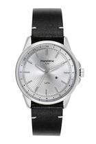 Relógio Mondaine Masculino Analógico Slim Prata Fundo Preto Pulseira Couro Preta 32946G0MVNO3 Relógio Mondaine Masculino Analógico Slim Prata Fundo Preto Pulseira Couro Preta 32946G0MVNO3