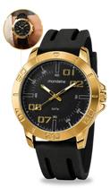 Relógio Mondaine Masculino Com Caixa Em Dourado E Pulseira Preta em Silicone Prova Dágua Preto Com Dourado Original Relógio Mondaine Masculino Com Caixa Em Dourado E Pulseira Preta em Silicone Prova Dágua Preto Com Dourado Original