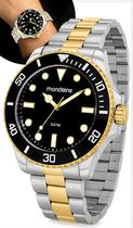 Relógio Mondaine Masculino De Pulso Analógico Quartz Dourado e Prata Bicolor A Prova Dágua Em 50 Metros Com Pulseira Em Aço Inoxidável Original