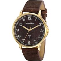 Relógio MONDAINE masculino dourado couro marrom 32162GPMVDH1