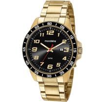 Relógio MONDAINE masculino dourado preto aço 99589GPMVDA2