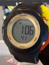Relógio mondaine masculino esportivo digital preto com mostrador dourado 85016g0mvnp2