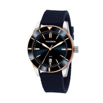 Relogio Mondaine Masculino prata azul pulseira de borracha silicone 32280G0MVNI3