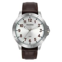 Relogio mondaine masculino prateado pulseira de couro marrom Relogio mondaine masculino prateado pulseira de couro marrom