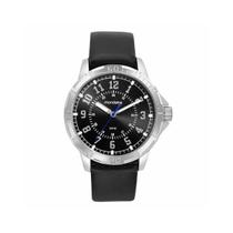Relogio mondaine masculino prateado pulseira de couro preto