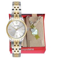 Relogio Mondaine Misto Prateado e Dourado Pequeno Feminino 32720 + Kit Relogio Mondaine Misto Prateado e Dourado Pequeno Feminino 32720 + Kit