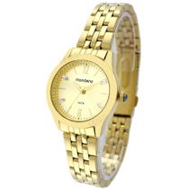 Relógio Mondaine Original De Pulso Feminino Analógico Dourado Delicado Pequeno Resistente à Água