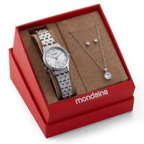 Relógio Mondaine Prata Feminino 32608L0MKNE2K1 Kit