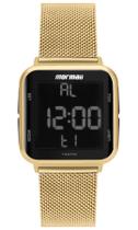 Relógio Mormaii Digital Dourado Pulseira Mesh Unissex Função Alarme Calendário Caixa Quadrada Médio Mo6600ah/8d