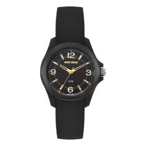 Relógio MORMAII feminino analógico dourado preto MO2036JH/8P