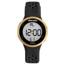 Relógio MORMAII feminino digital dourado preto MO8801/8P