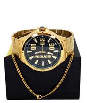Relógio Mormaii Masculino Dourado Extra Grande Original MO2015AA/4D