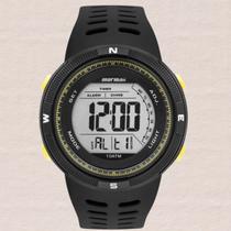 Relógio Mormaii Masculino Esportivo 2 Alarmes Hora Dupla Redondo Leve Prova Dágua 10 ATM Digital Preto MO3590AC/8Y
