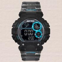 Relógio Mormaii Masculino Esportivo Contador de Passo Prova Dágua 10 ATM Redondo Leve Digital Preto MO13613AD/8A