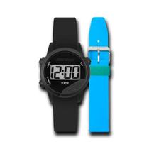 Relógio mormaii preto digital + pulseira EXTRA - Azul