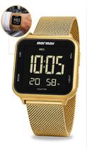 Relógio Mormaii Unissex Feminino e Masculino Digital Quadrado Dourado Vintage Display Positivo Prova Dágua 100 Metros Original