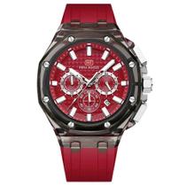 Relógio multifuncional casual de quartzo masculinos à prova de choque - Vermelho