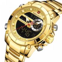 Relogio Naviforce 9163 Dourado Masculino Digital E Analógico
