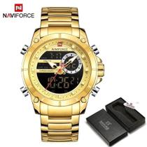 Relógio Naviforce 9163 Masculino Analógico/Digital Aço Inox Dourado 4,35cm